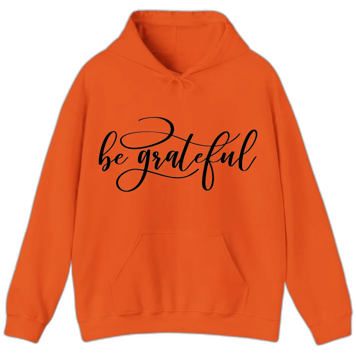 Be Grateful Script Design Hoodie in Orange