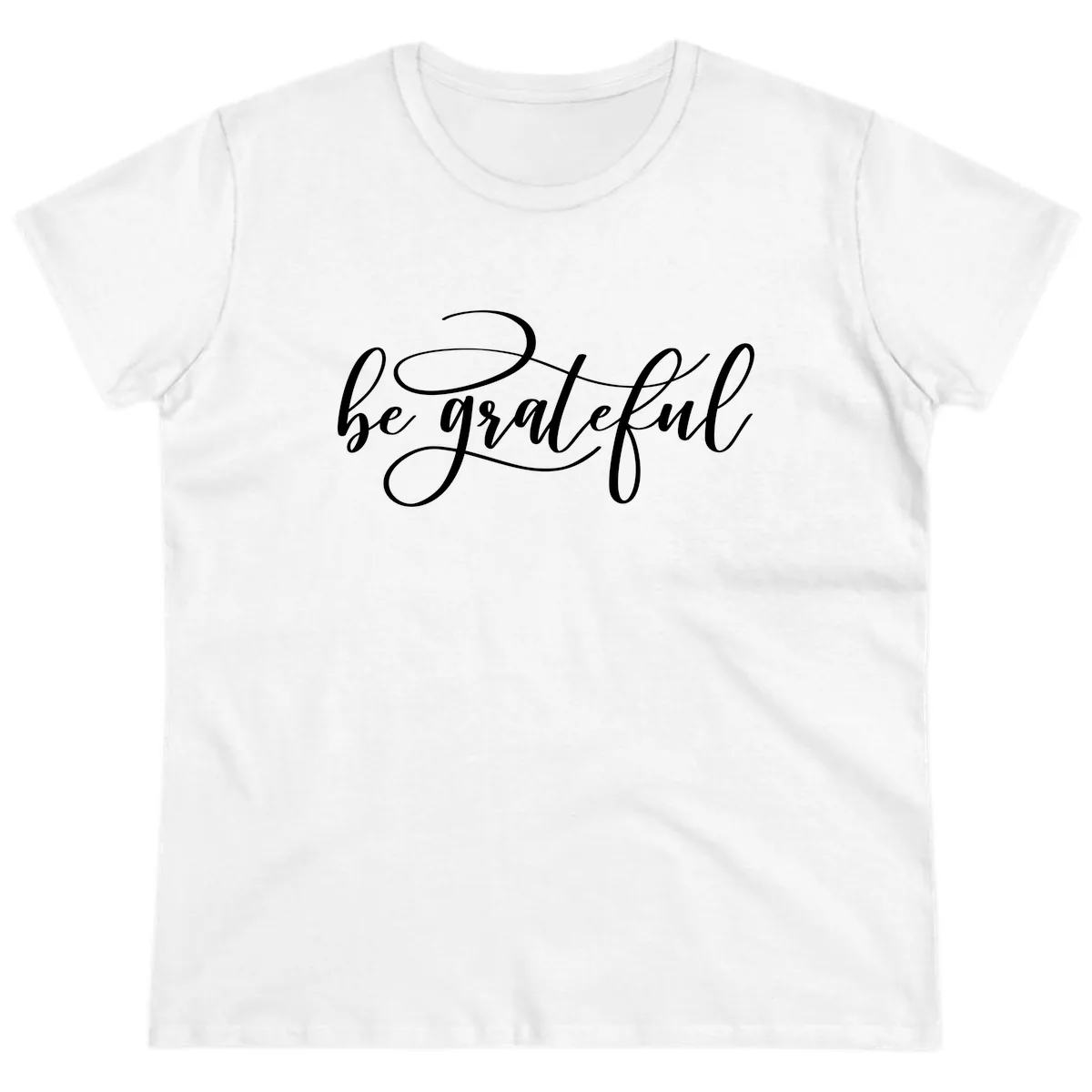 Be Grateful Script Design Ladies Tee in White