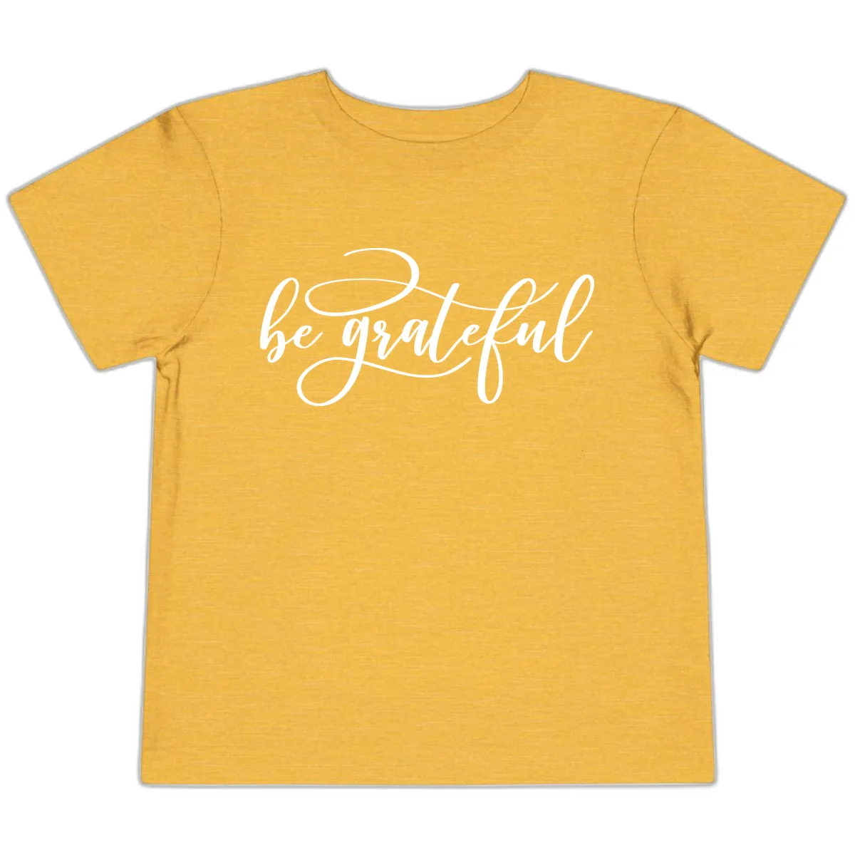 Be Grateful Script Design Toddler T-Shirt in Heather Yellow Gold