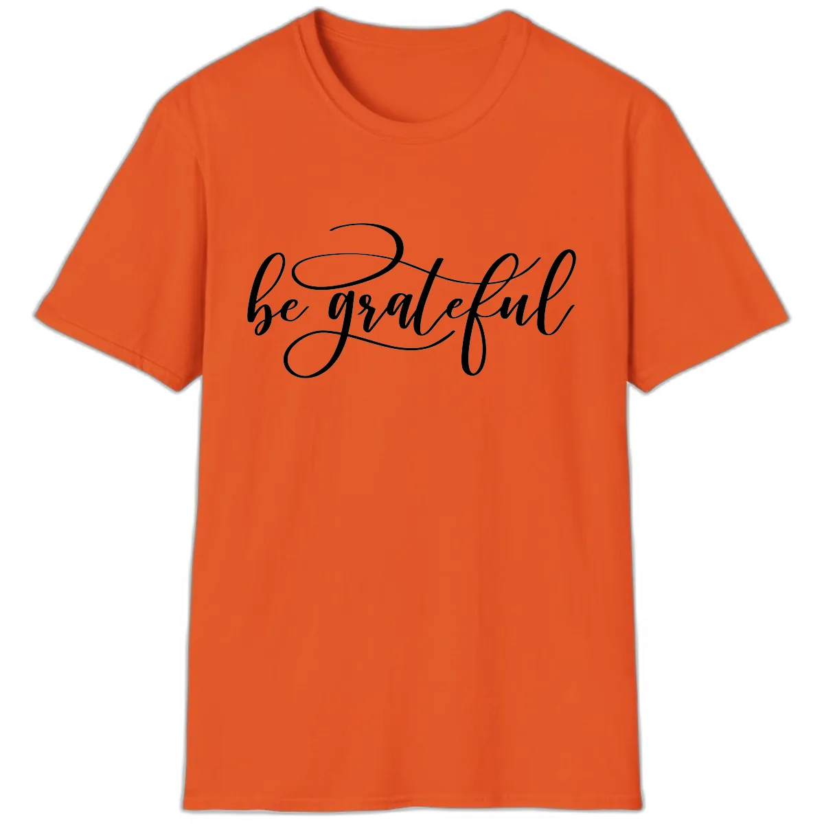 Be Grateful Script Design T-Shirt in Orange