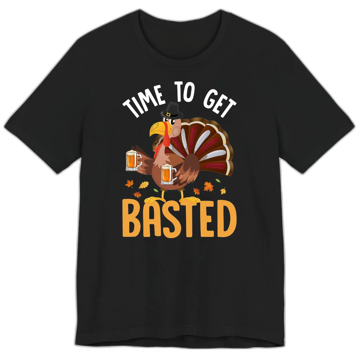 Time To Get Basted Turkey Design Premium T-Shirt in Black
