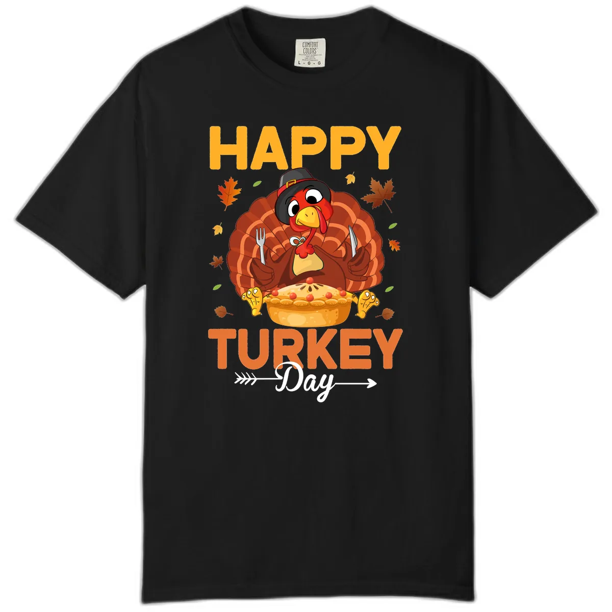 Happy Turkey Day Feast Comfort Color in Black