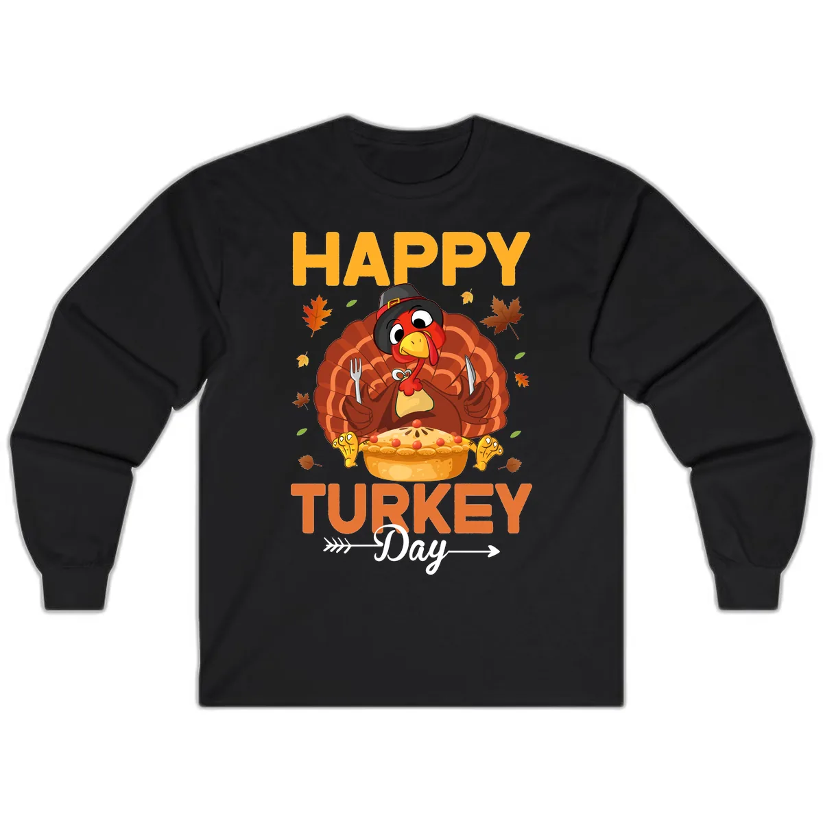 Happy Turkey Day Feast Long Sleeve in Black