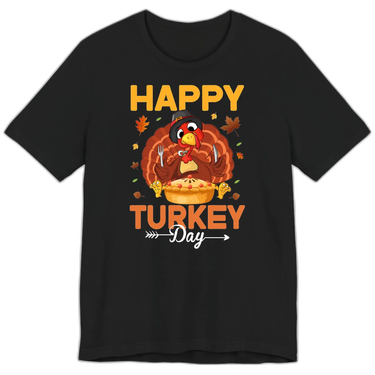 Happy Turkey Day Feast Premium T-Shirt in Black