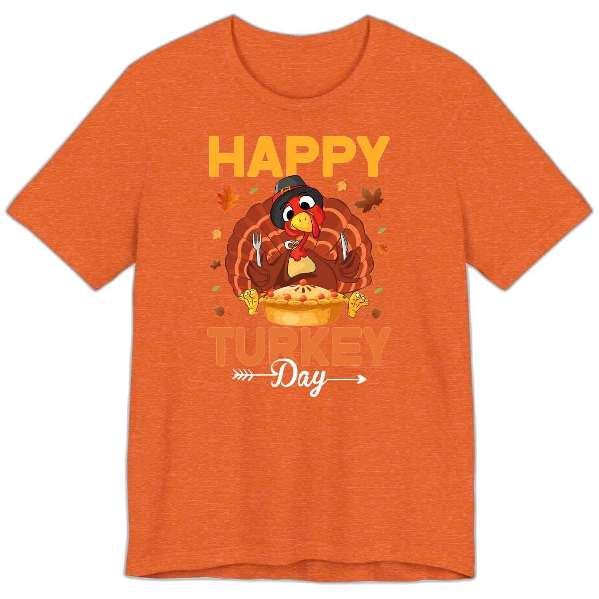 Happy Turkey Day Feast Premium T-Shirt in Heather Orange