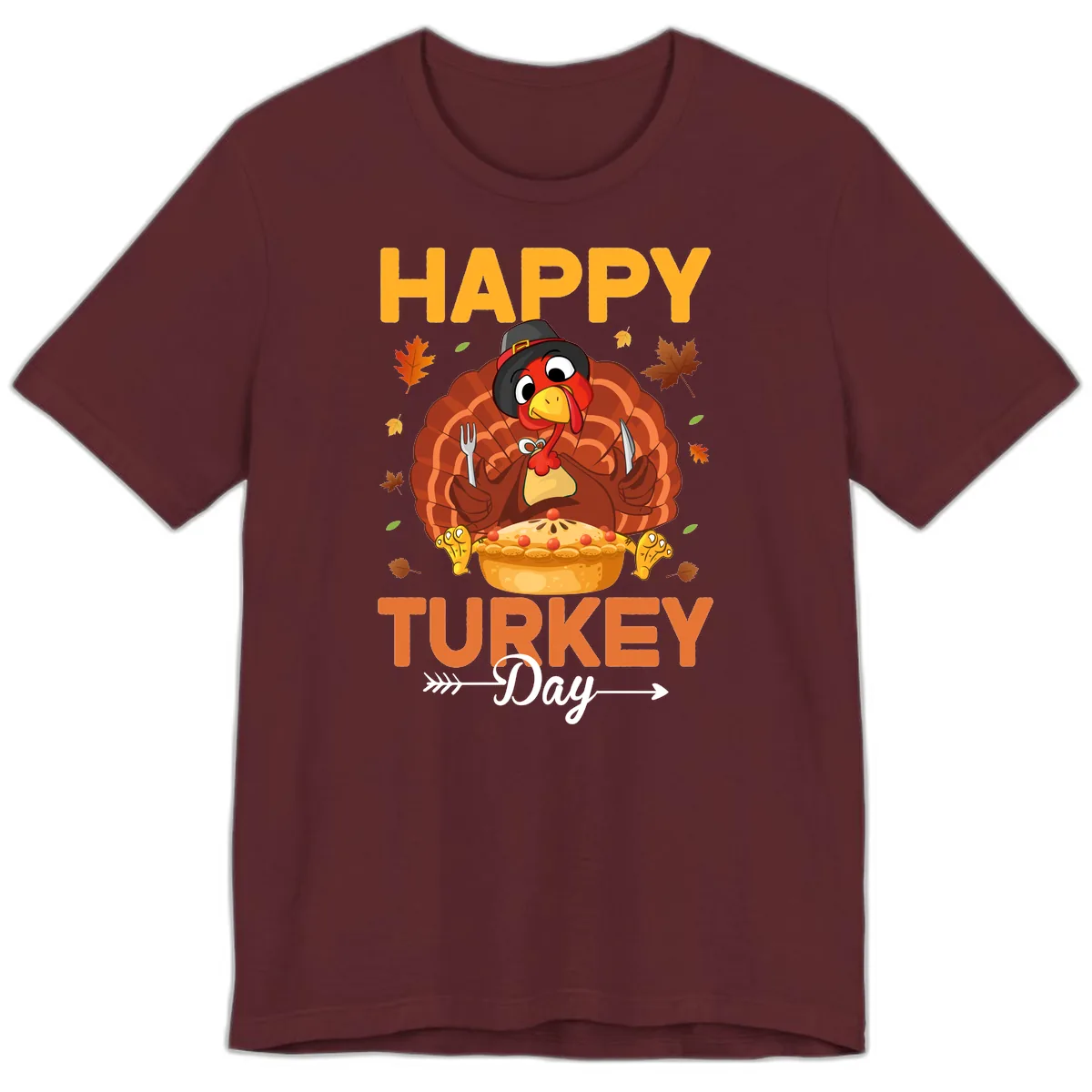 Happy Turkey Day Feast Premium T-Shirt in Maroon
