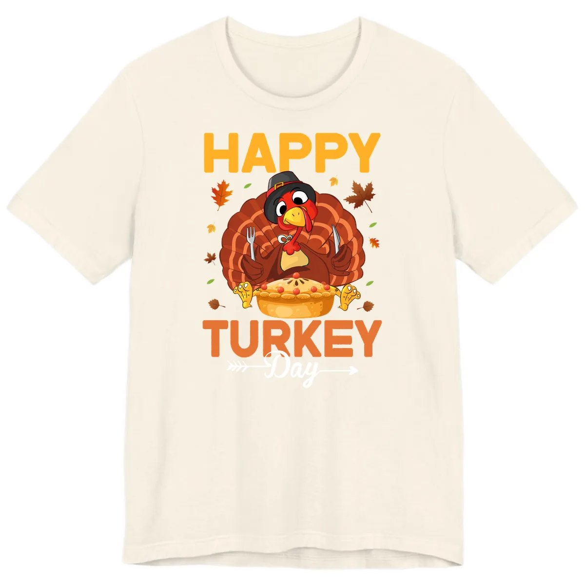 Happy Turkey Day Feast Premium T-Shirt in Natural