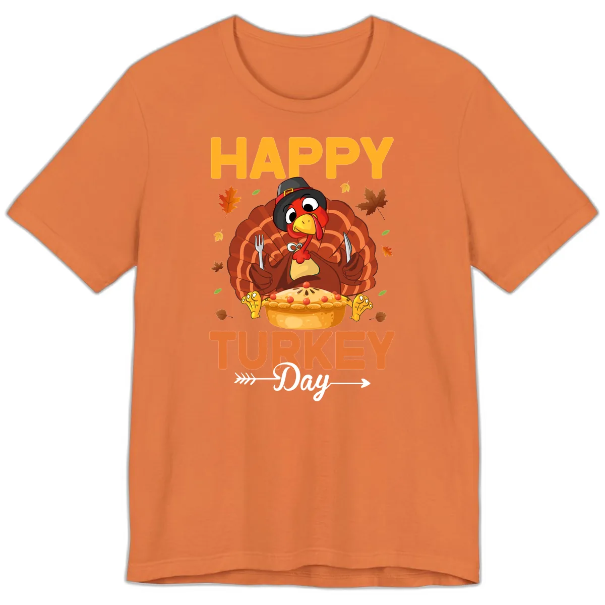 Happy Turkey Day Feast Premium T-Shirt in Burnt Orange