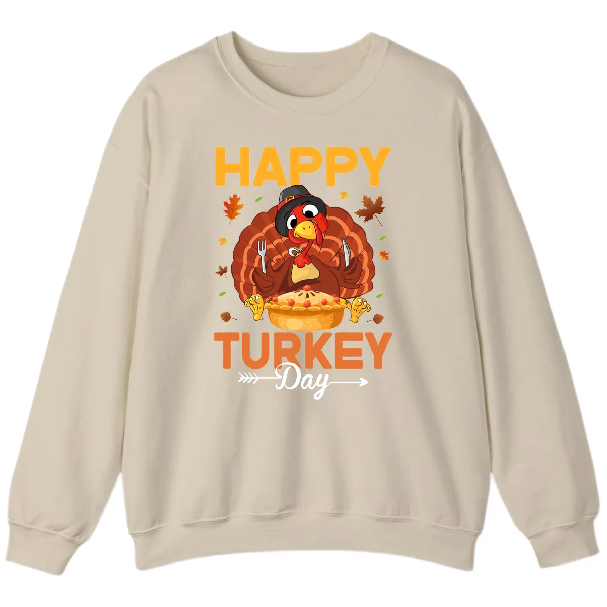 Happy Turkey Day Feast Sweatshirt in Sand