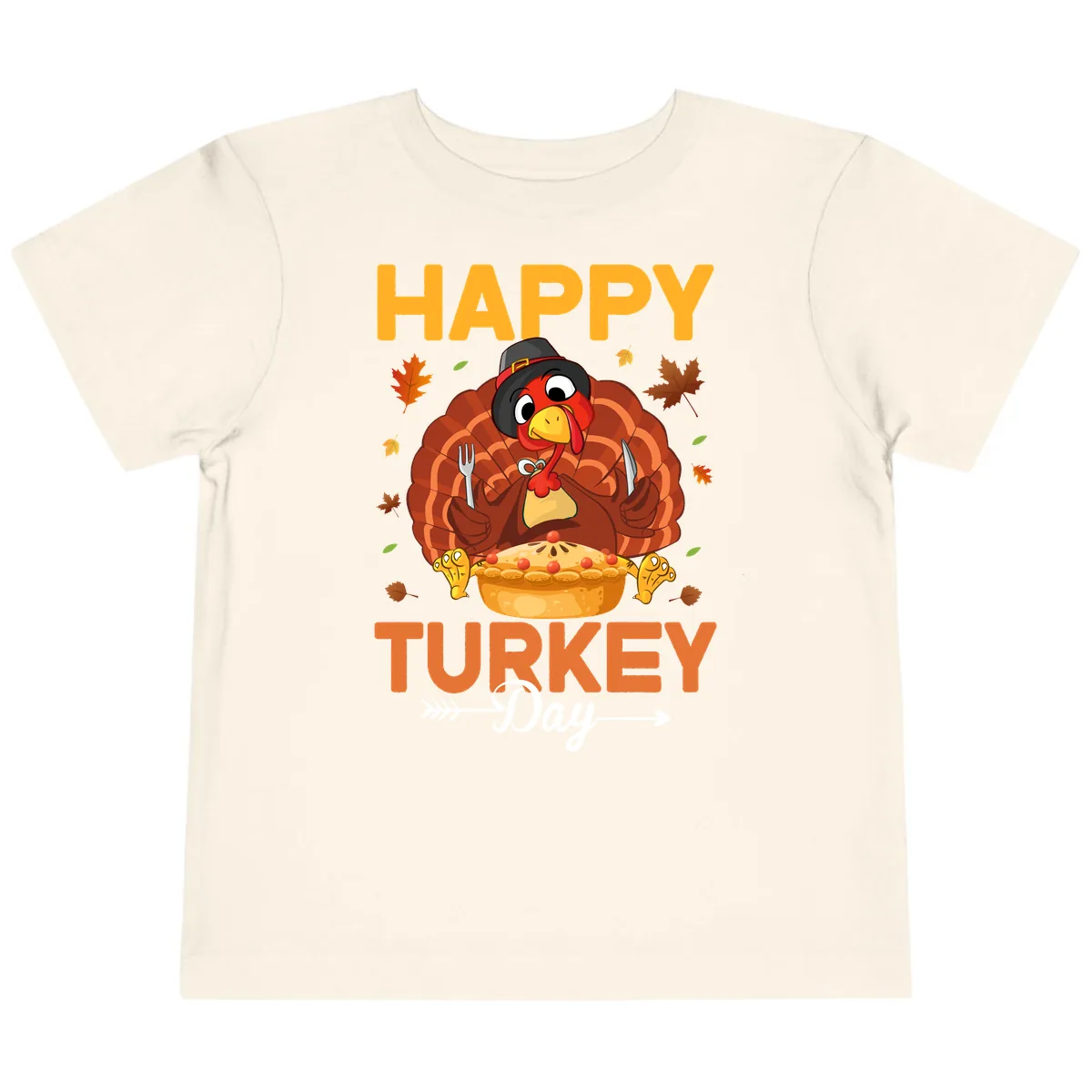 Happy Turkey Day Feast Toddler T-Shirt in Natural