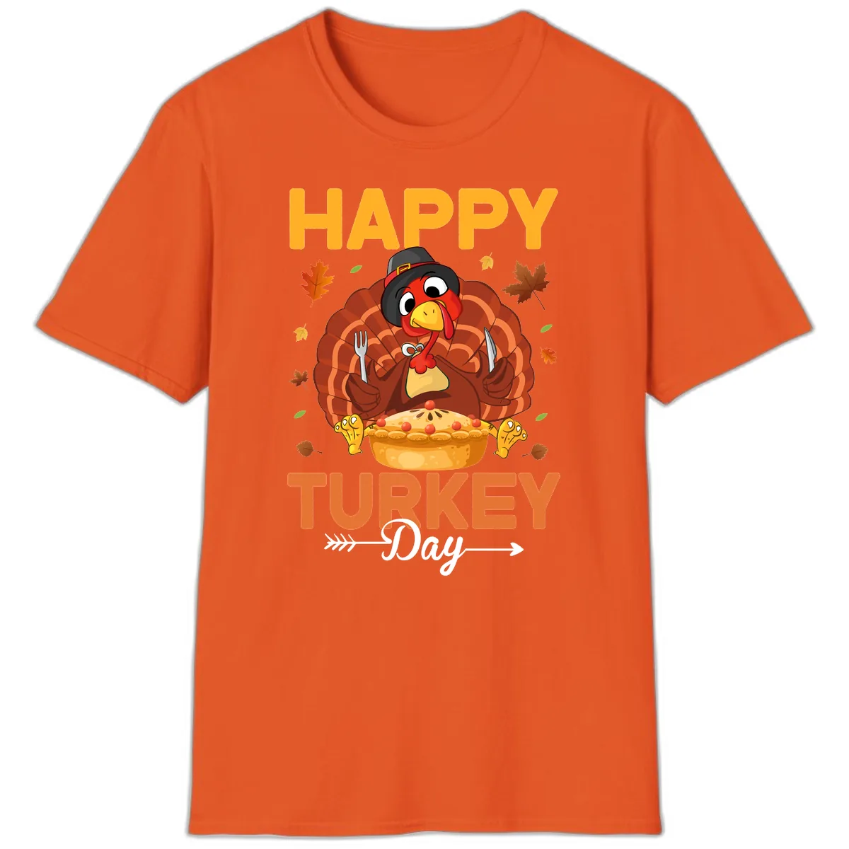 Happy Turkey Day Feast T-Shirt in Orange