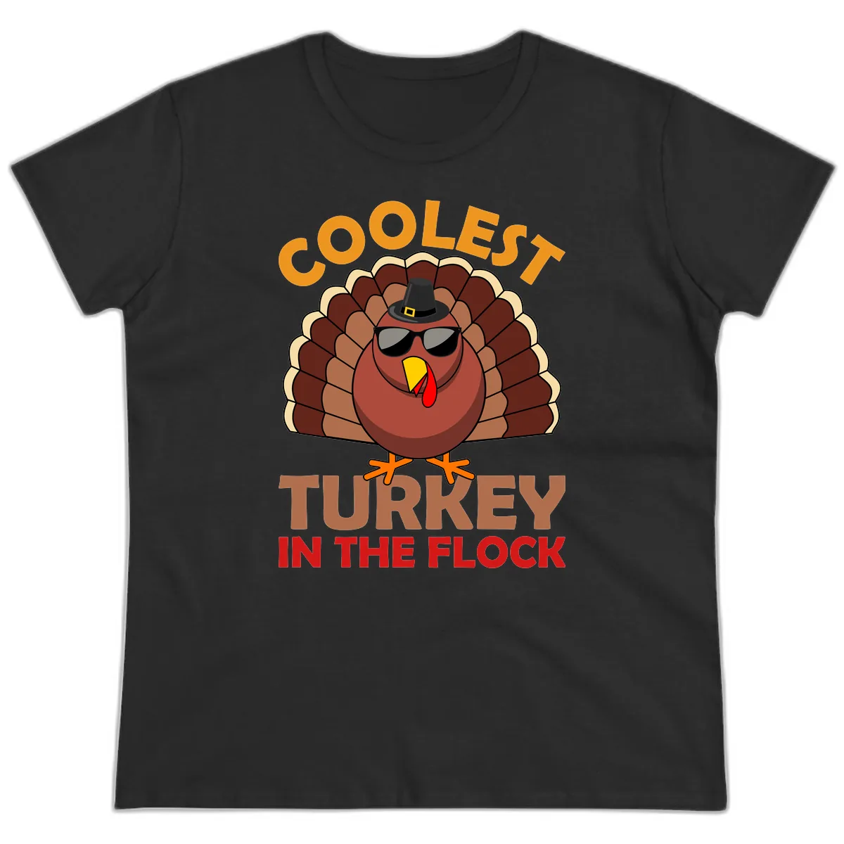 Coolest Turkey In The Flock Ladies Tee in Black