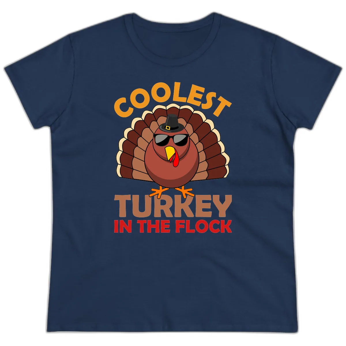 Coolest Turkey In The Flock Ladies Tee in Navy