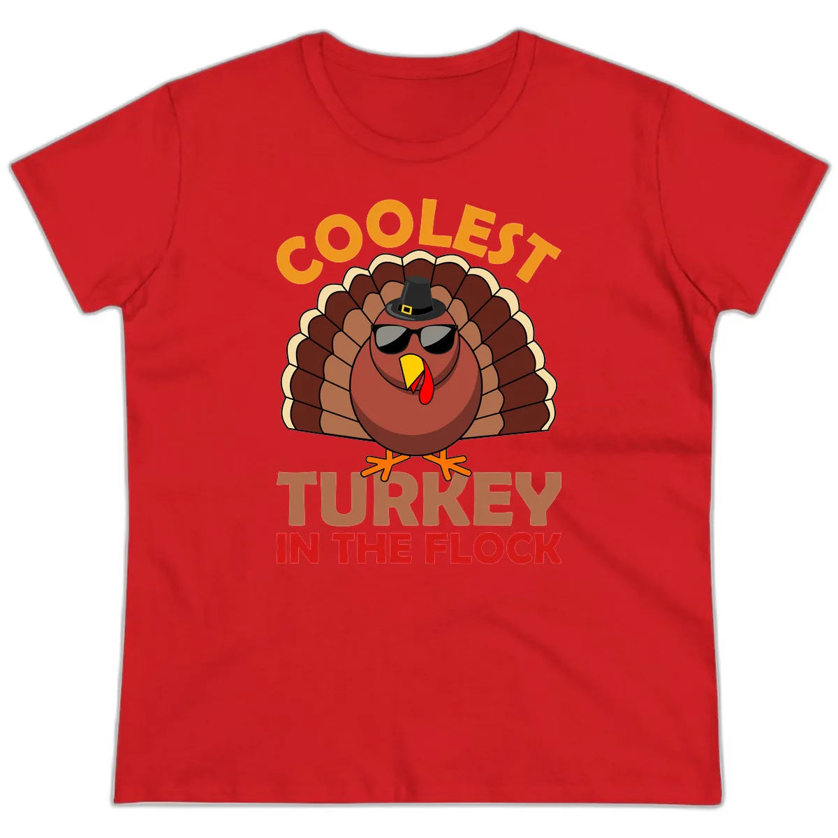 Coolest Turkey In The Flock Ladies Tee in Red