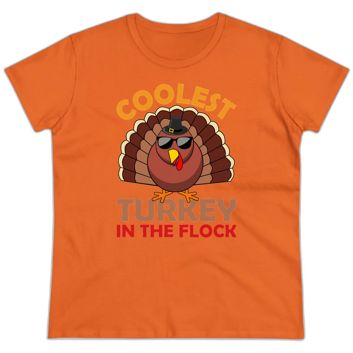 Coolest Turkey In The Flock Ladies Tee in Orange