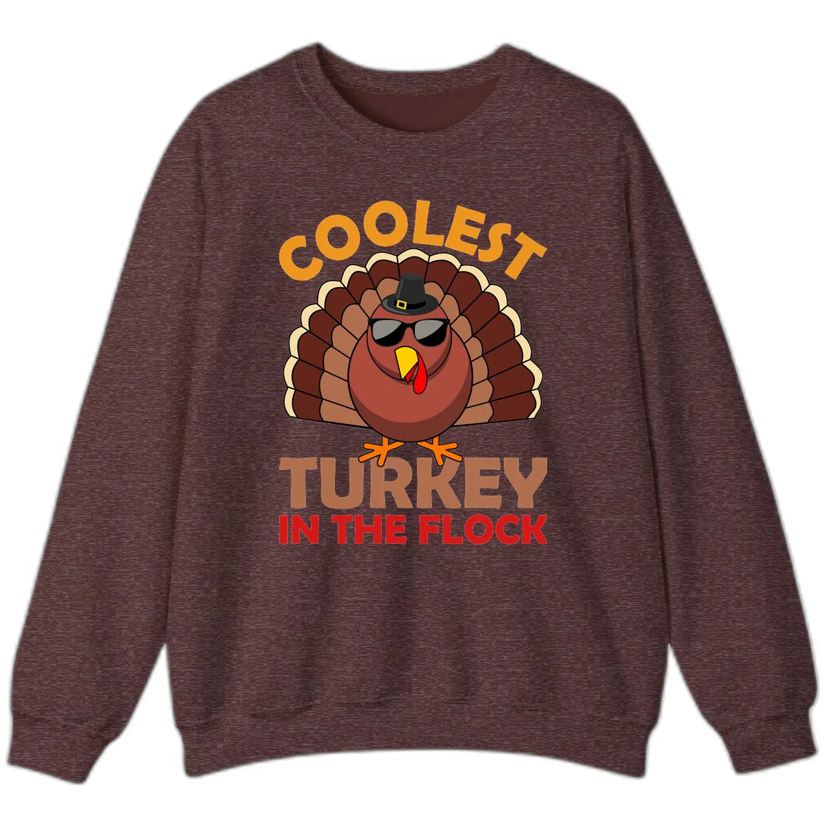 Coolest Turkey In The Flock Sweatshirt in Heather Sport Dark Maroon