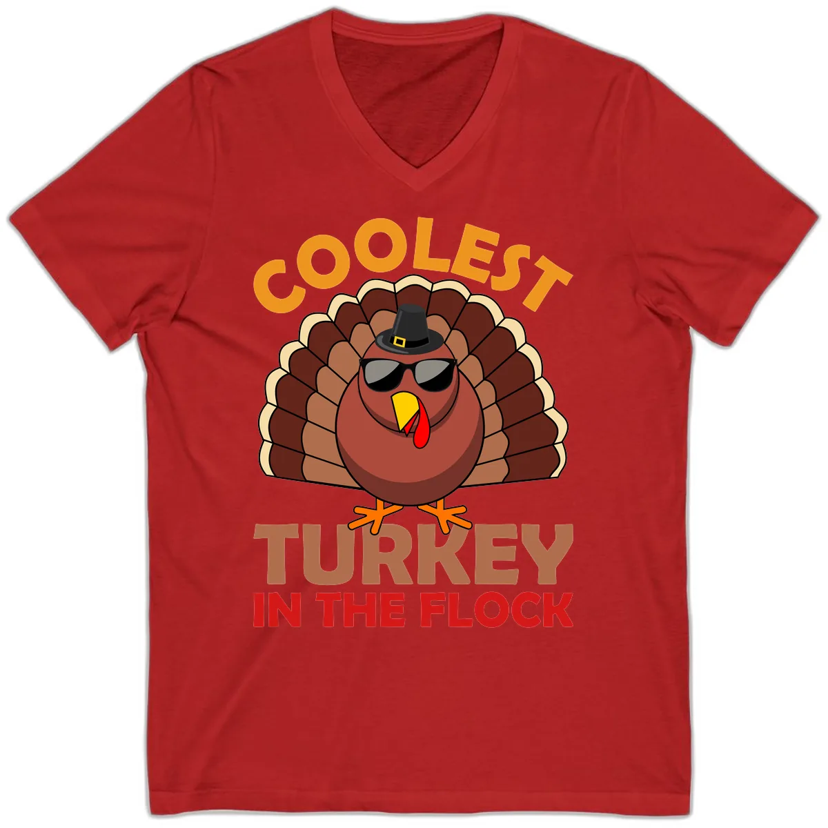 Coolest Turkey In The Flock V-Neck in Red