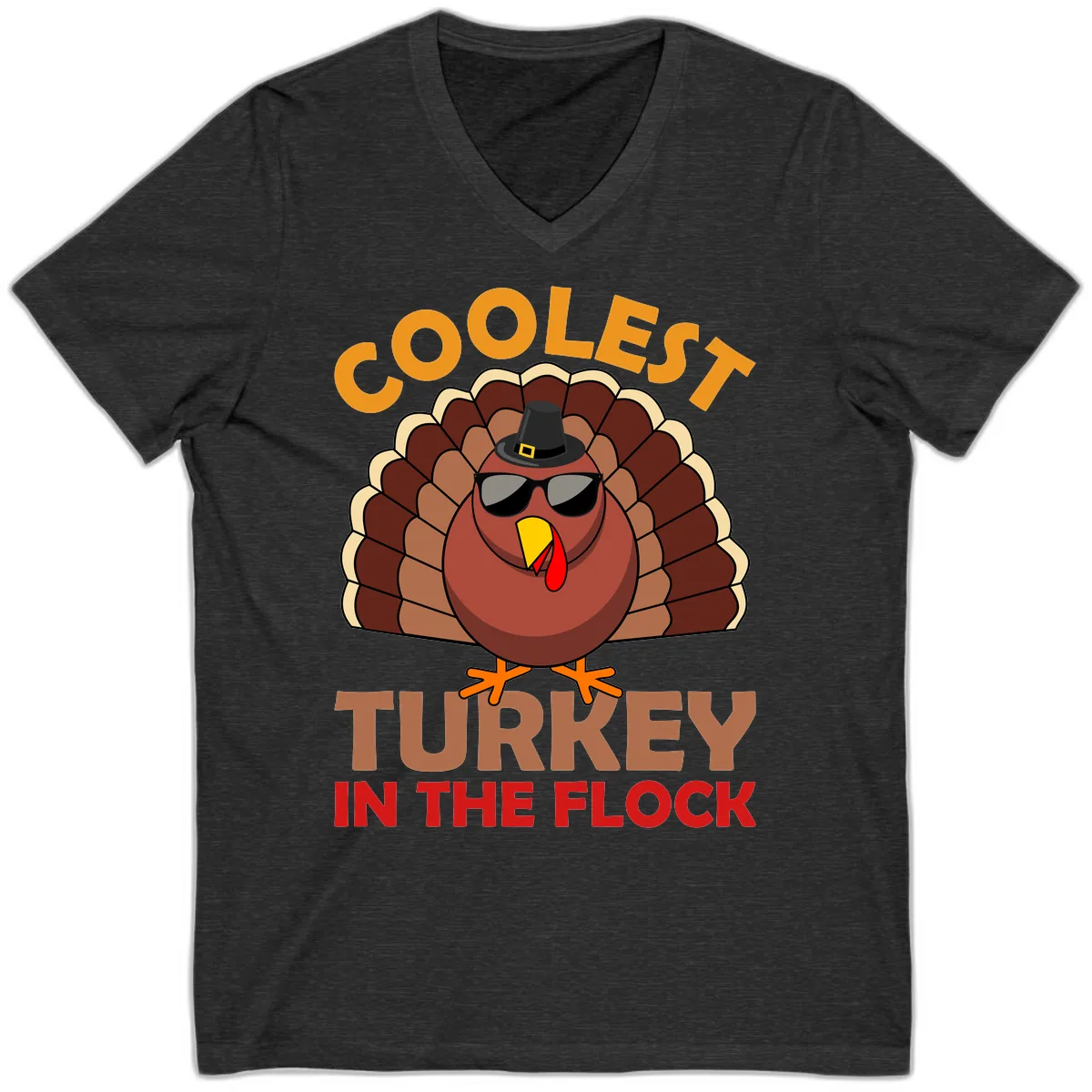Coolest Turkey In The Flock V-Neck in Dark Grey Heather