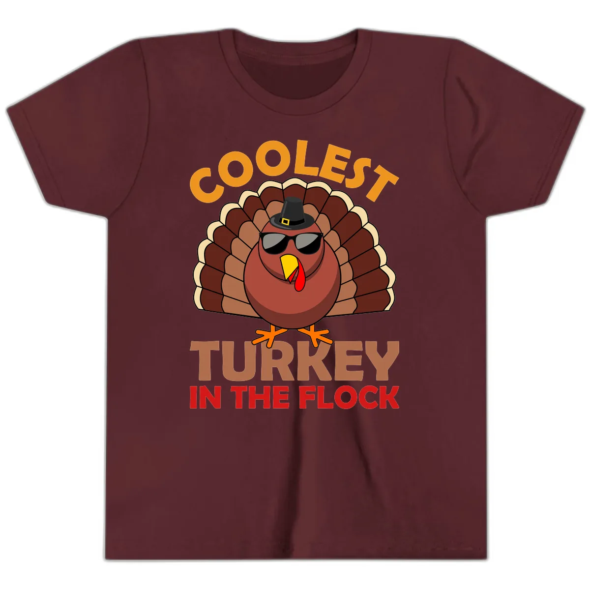 Coolest Turkey In The Flock Youth T-Shirt in Maroon