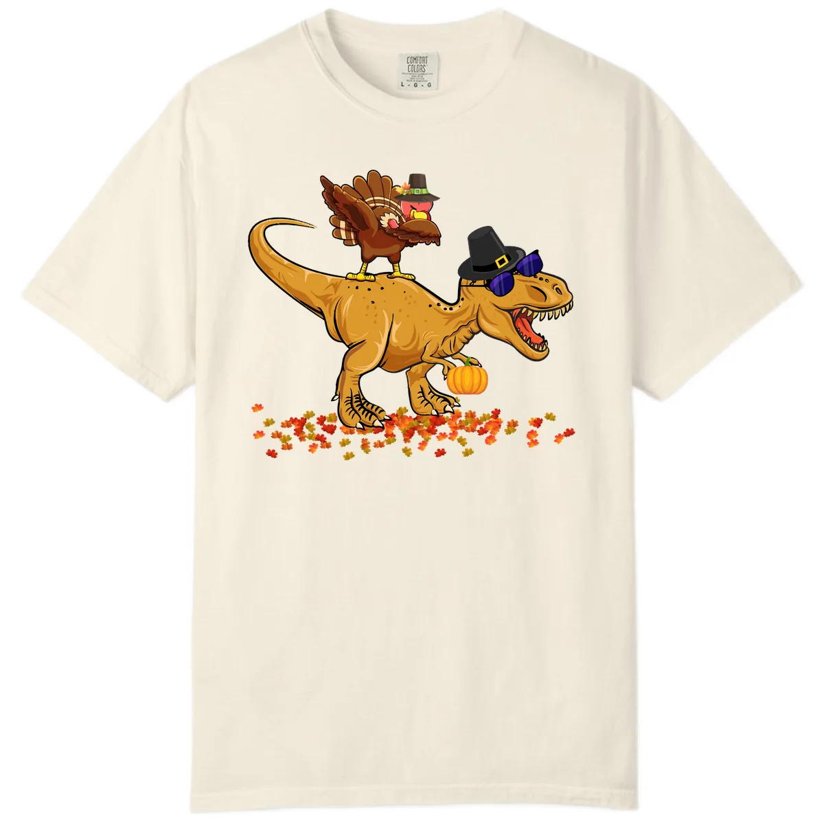 Dinosaur Turkey Thanksgiving Ride Comfort Color in Ivory