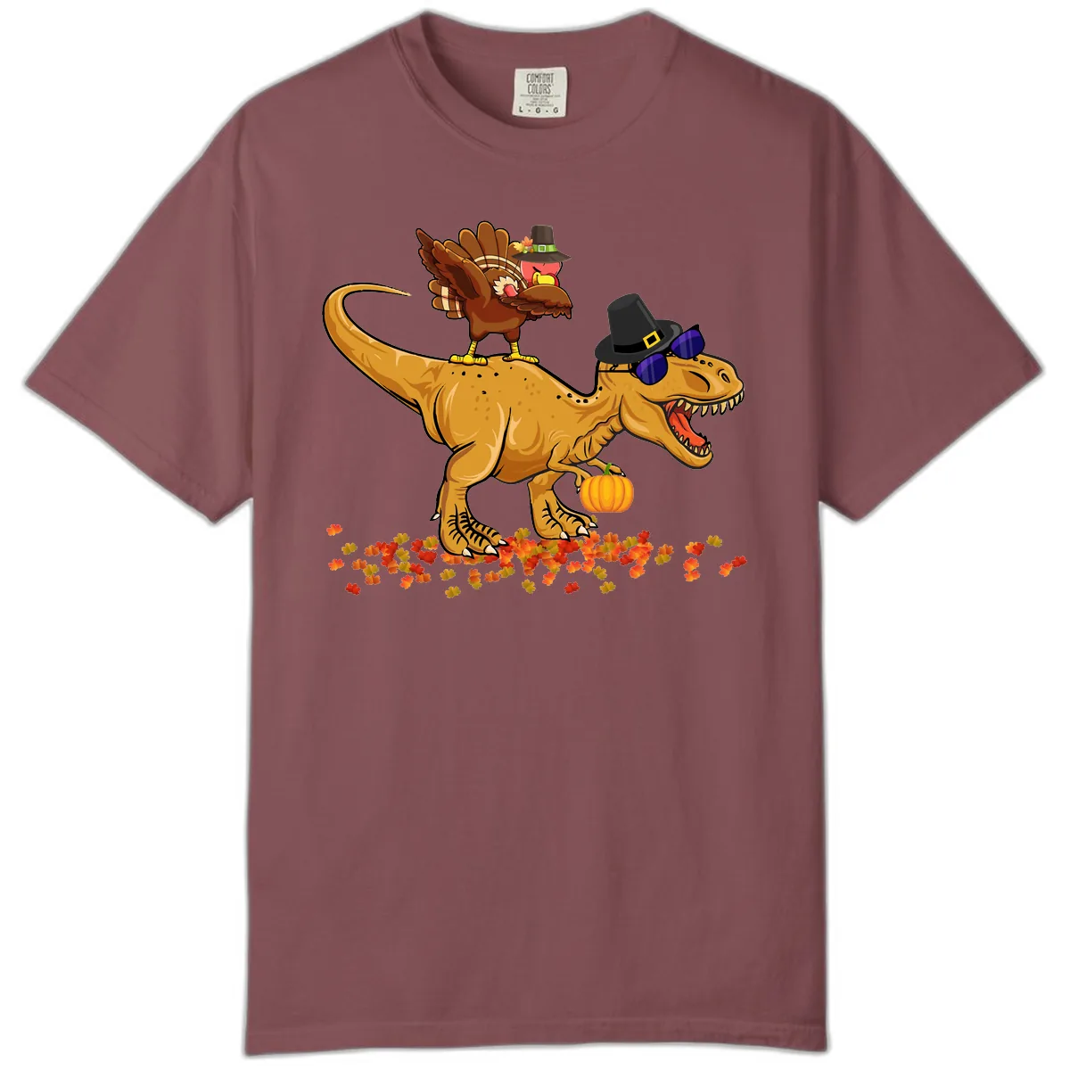 Dinosaur Turkey Thanksgiving Ride Comfort Color in Brick