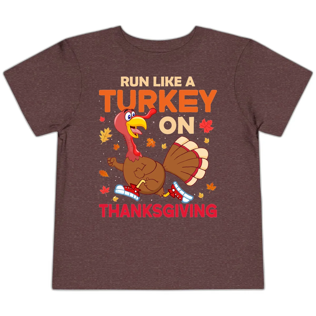 Run Like A Turkey On Thanksgiving Toddler T-Shirt in Heather Maroon