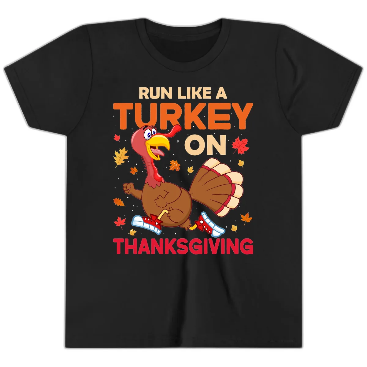 Run Like A Turkey On Thanksgiving Youth T-Shirt in Black