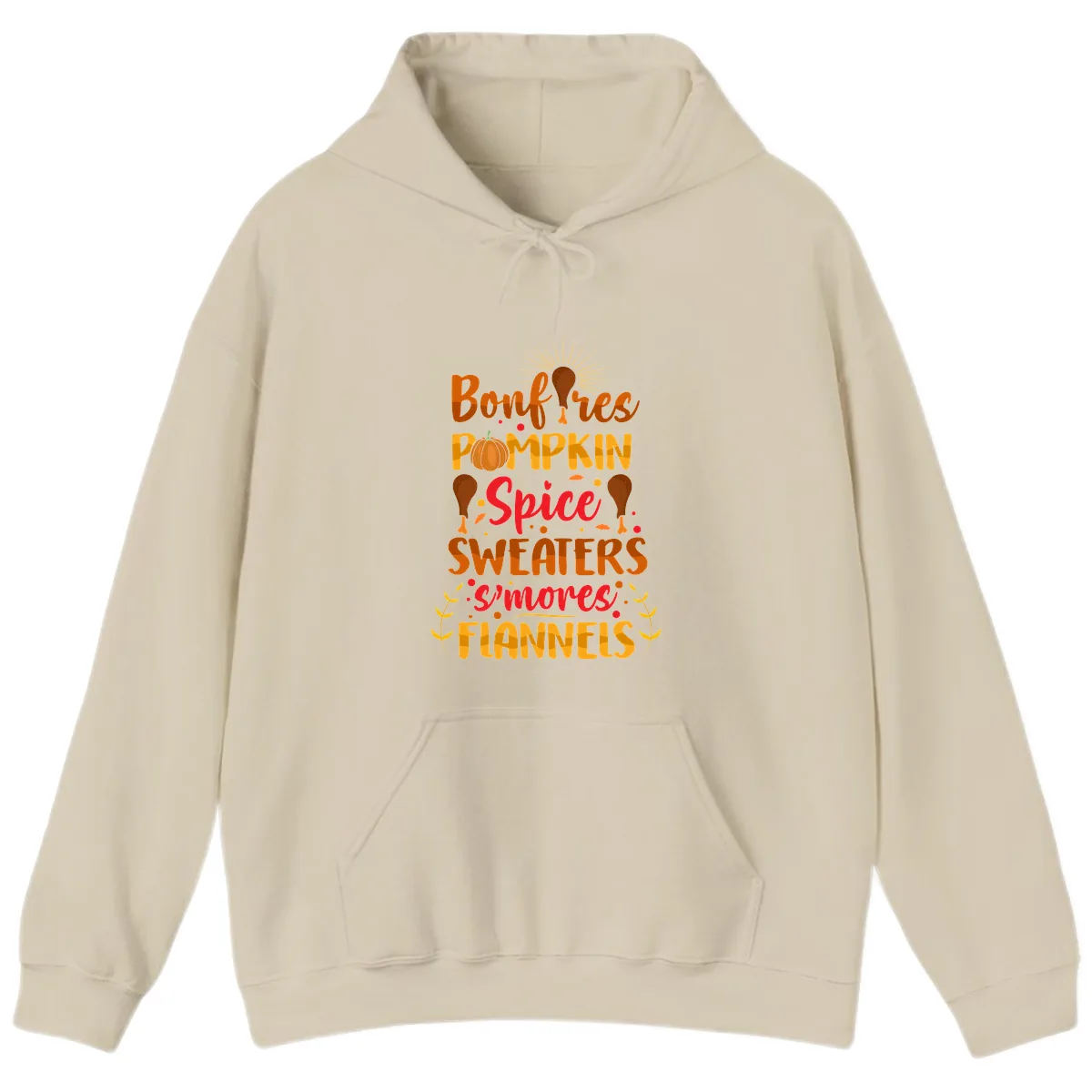 Bonfires Pumpkin Spice Sweaters S'mores Flannels Hoodie in Sand