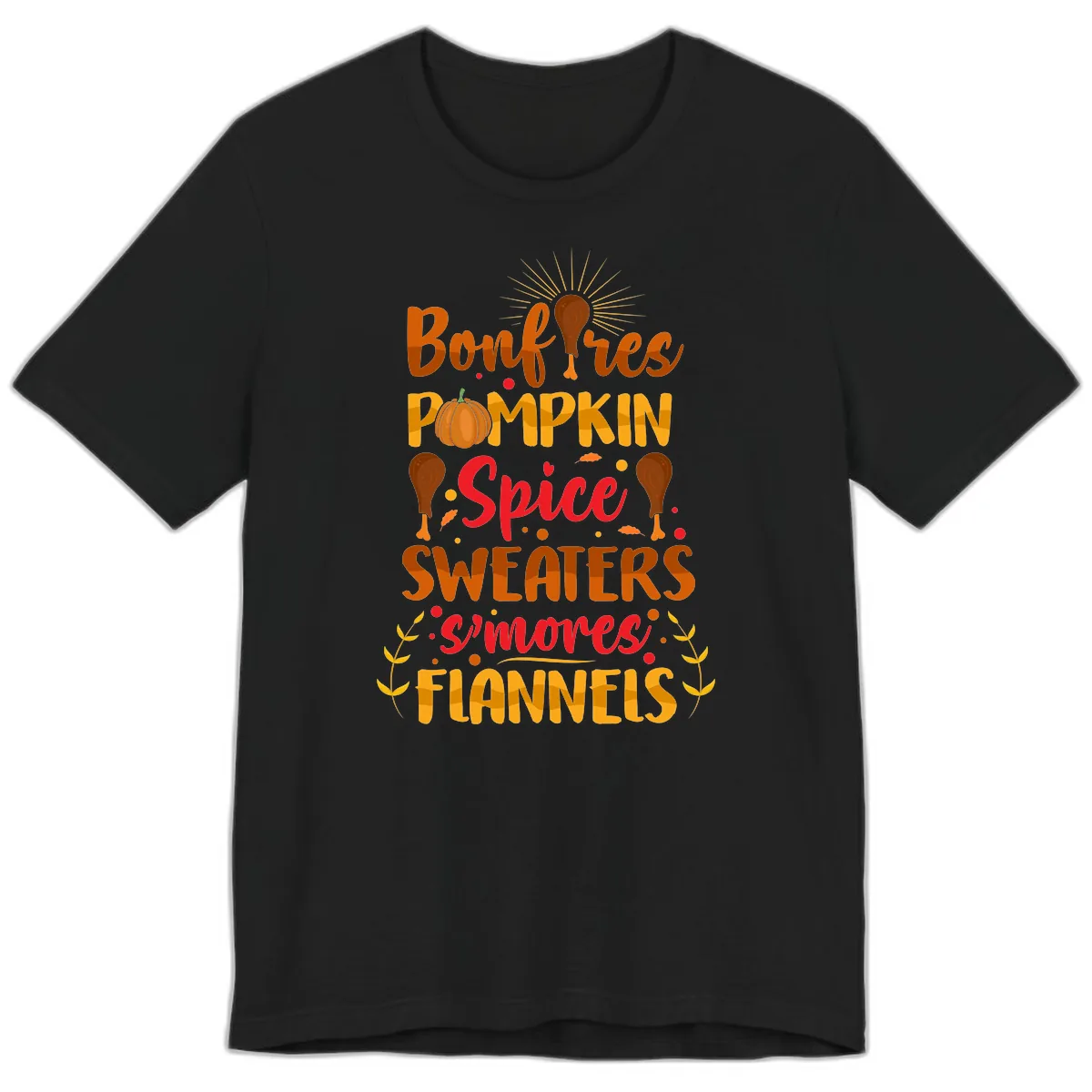 Bonfires Pumpkin Spice Sweaters S'mores Flannels Premium T-Shirt in Black
