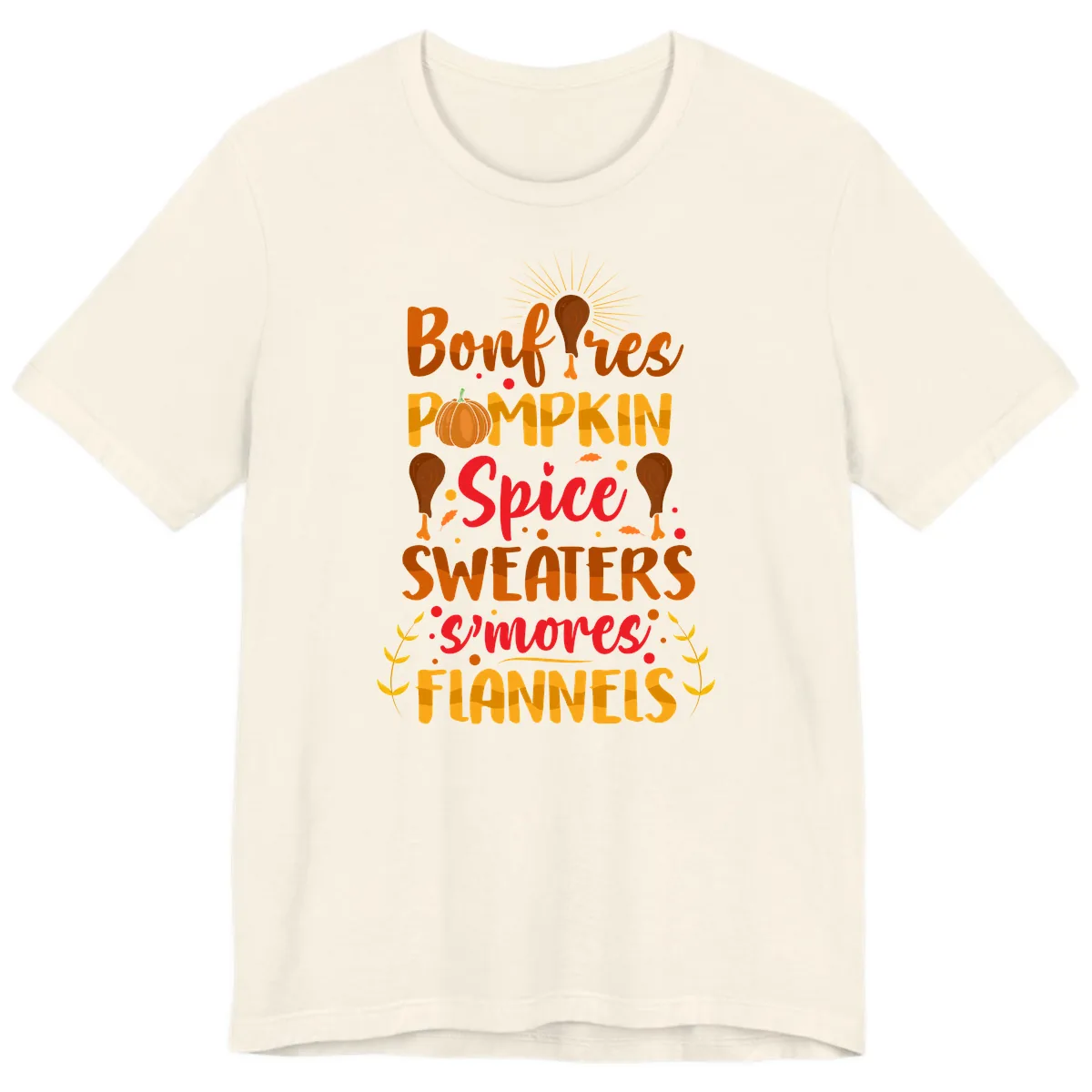 Bonfires Pumpkin Spice Sweaters S'mores Flannels Premium T-Shirt in Natural