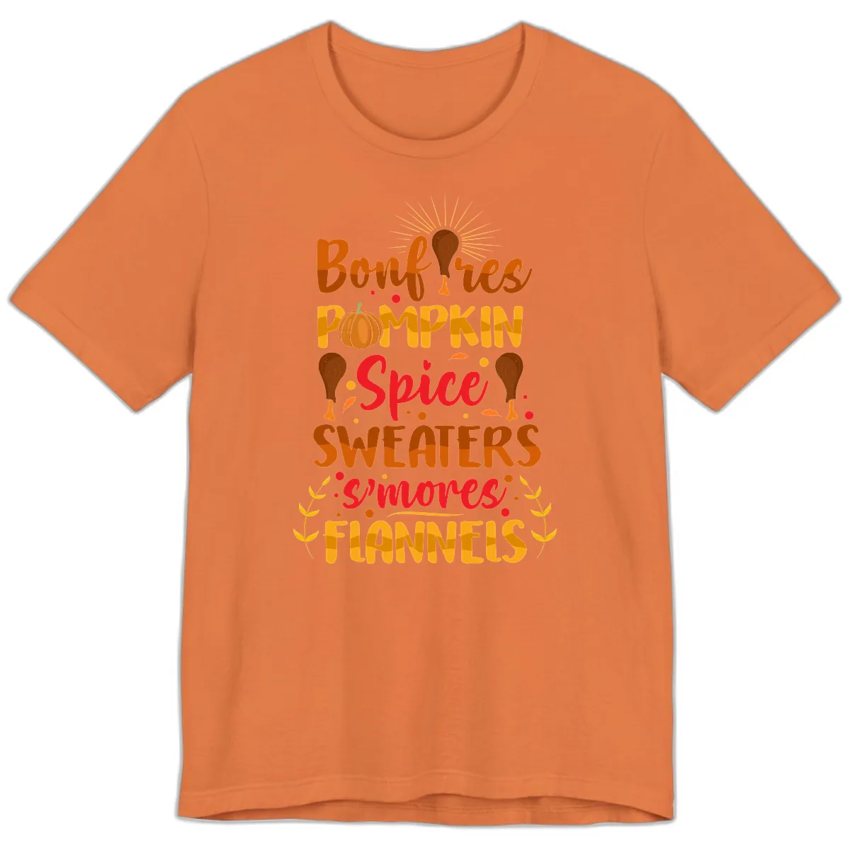 Bonfires Pumpkin Spice Sweaters S'mores Flannels Premium T-Shirt in Burnt Orange