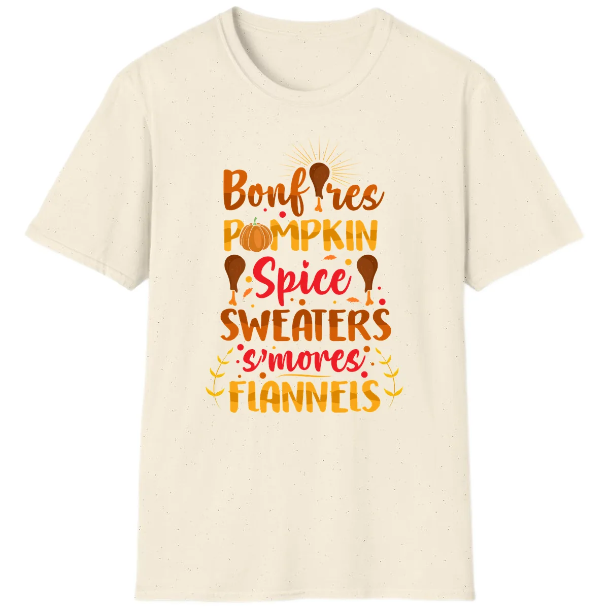 Bonfires Pumpkin Spice Sweaters S'mores Flannels T-Shirt in Natural