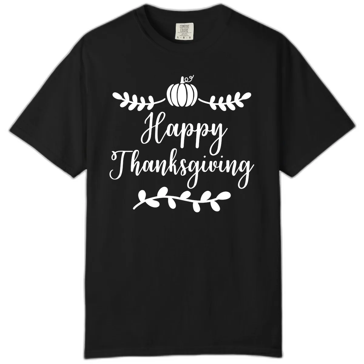 Happy Thanksgiving Script Design Comfort Color in Black