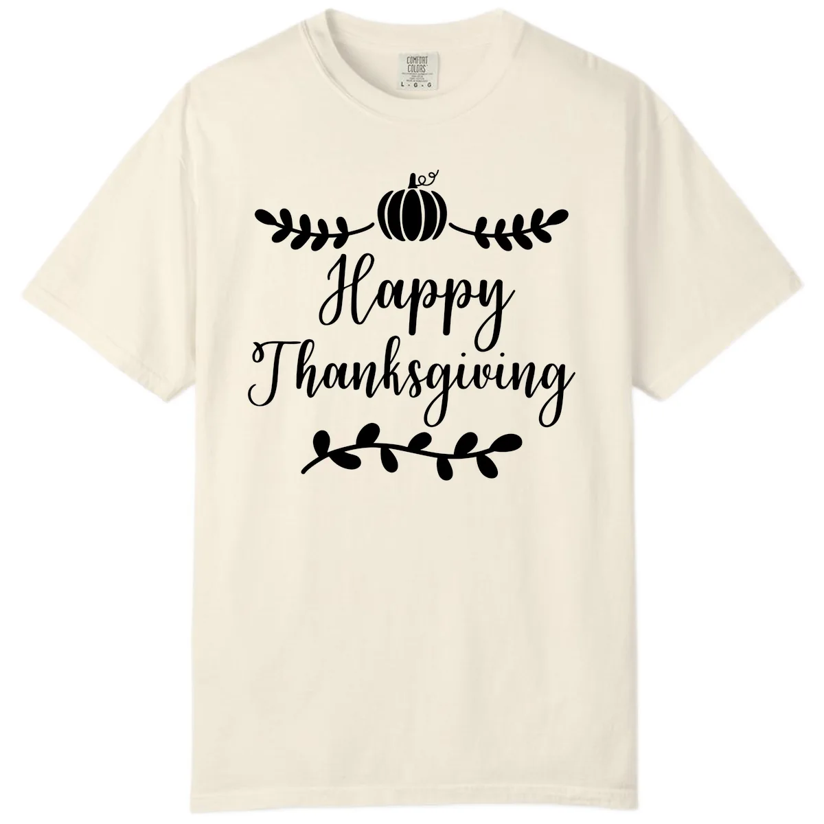 Happy Thanksgiving Script Design Comfort Color in Ivory