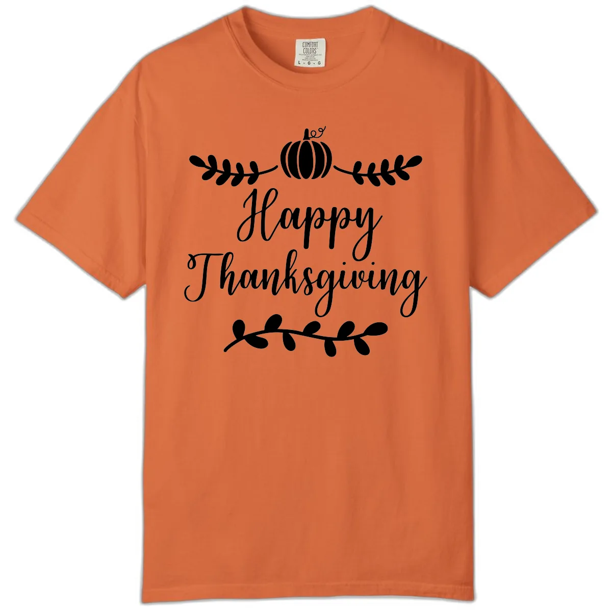 Happy Thanksgiving Script Design Comfort Color in Burnt Orange