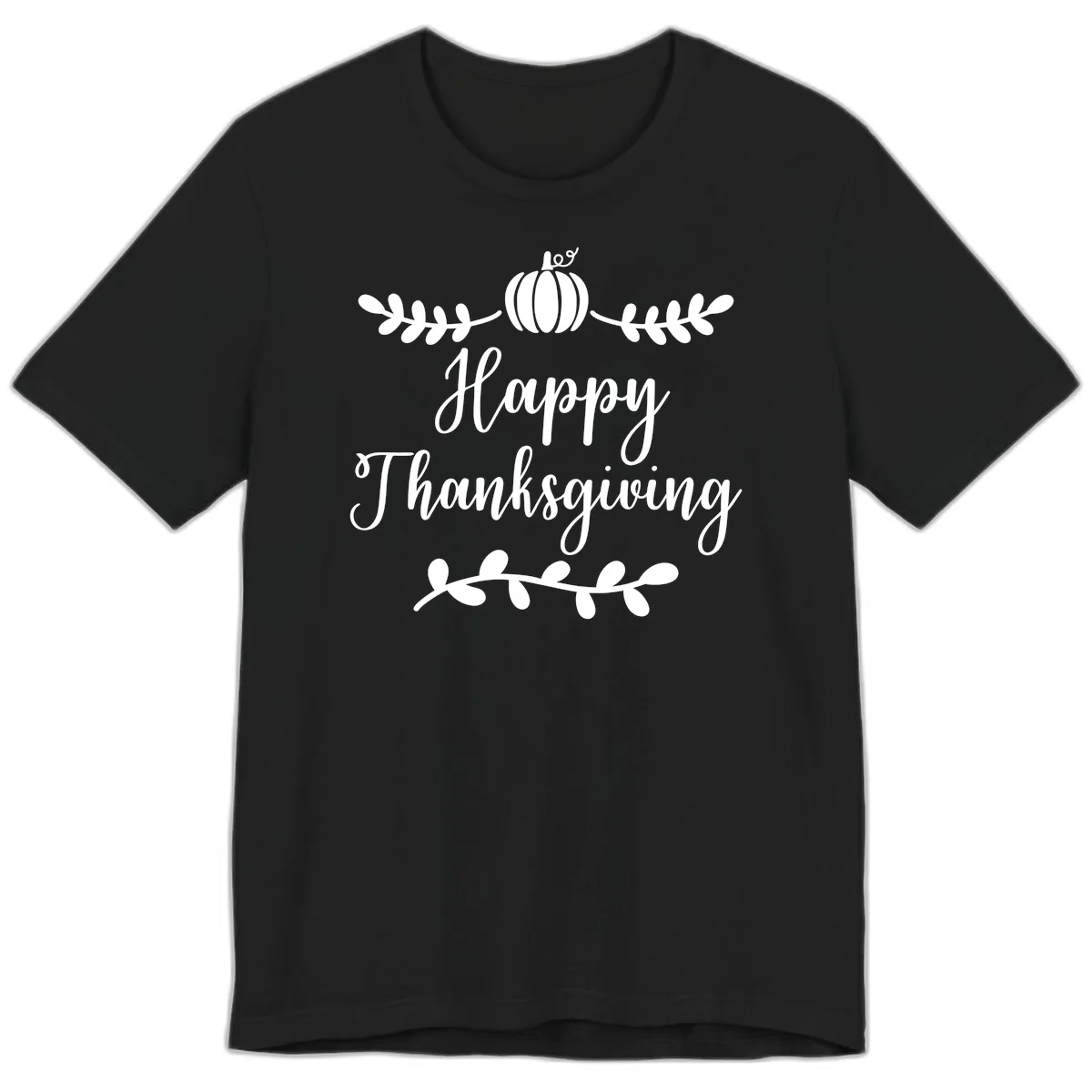 Happy Thanksgiving Script Design Premium T-Shirt in Black