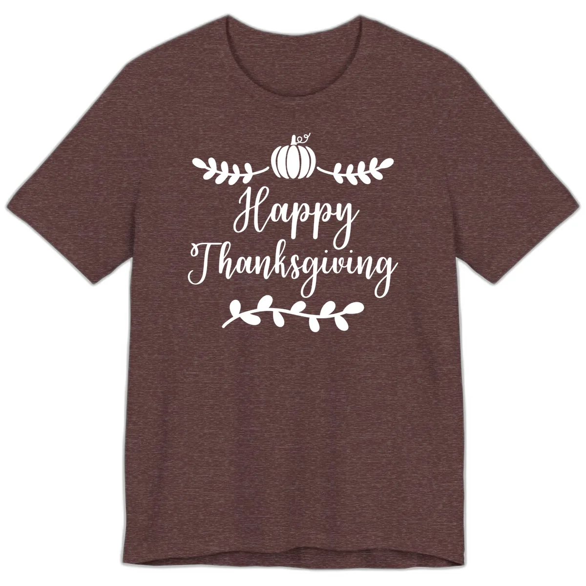 Happy Thanksgiving Script Design Premium T-Shirt in Heather Maroon