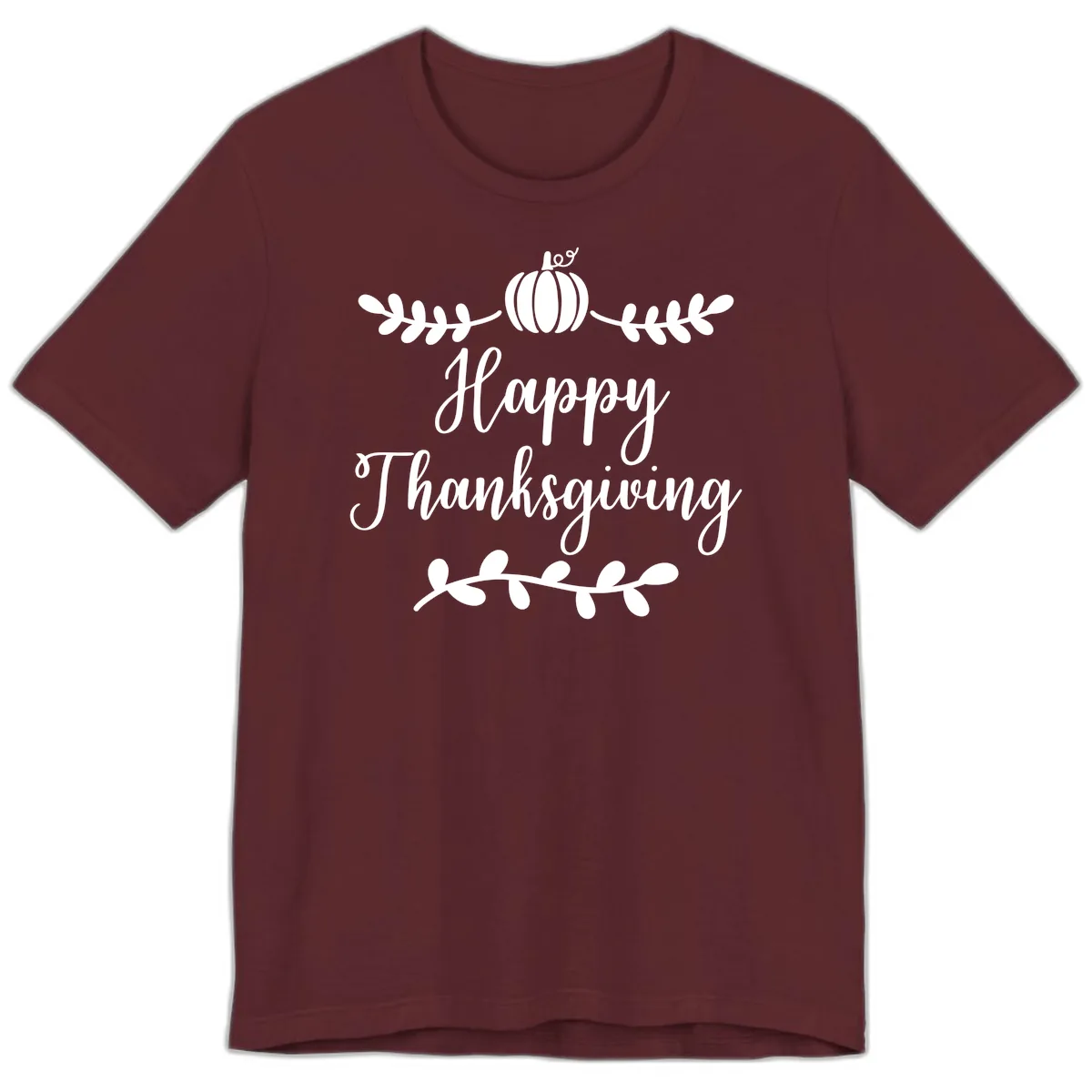 Happy Thanksgiving Script Design Premium T-Shirt in Maroon