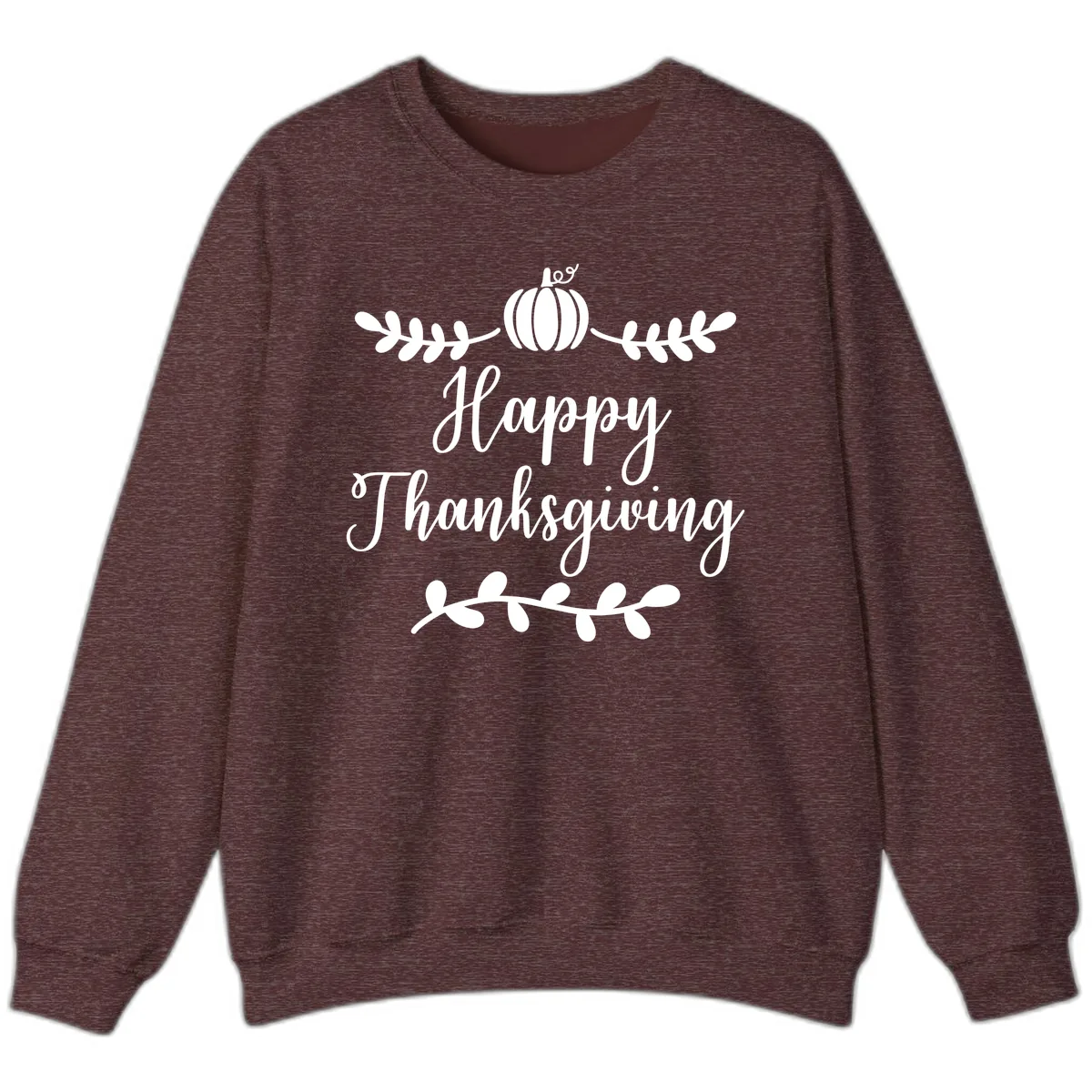 Happy Thanksgiving Script Design Sweatshirt in Heather Sport Dark Maroon