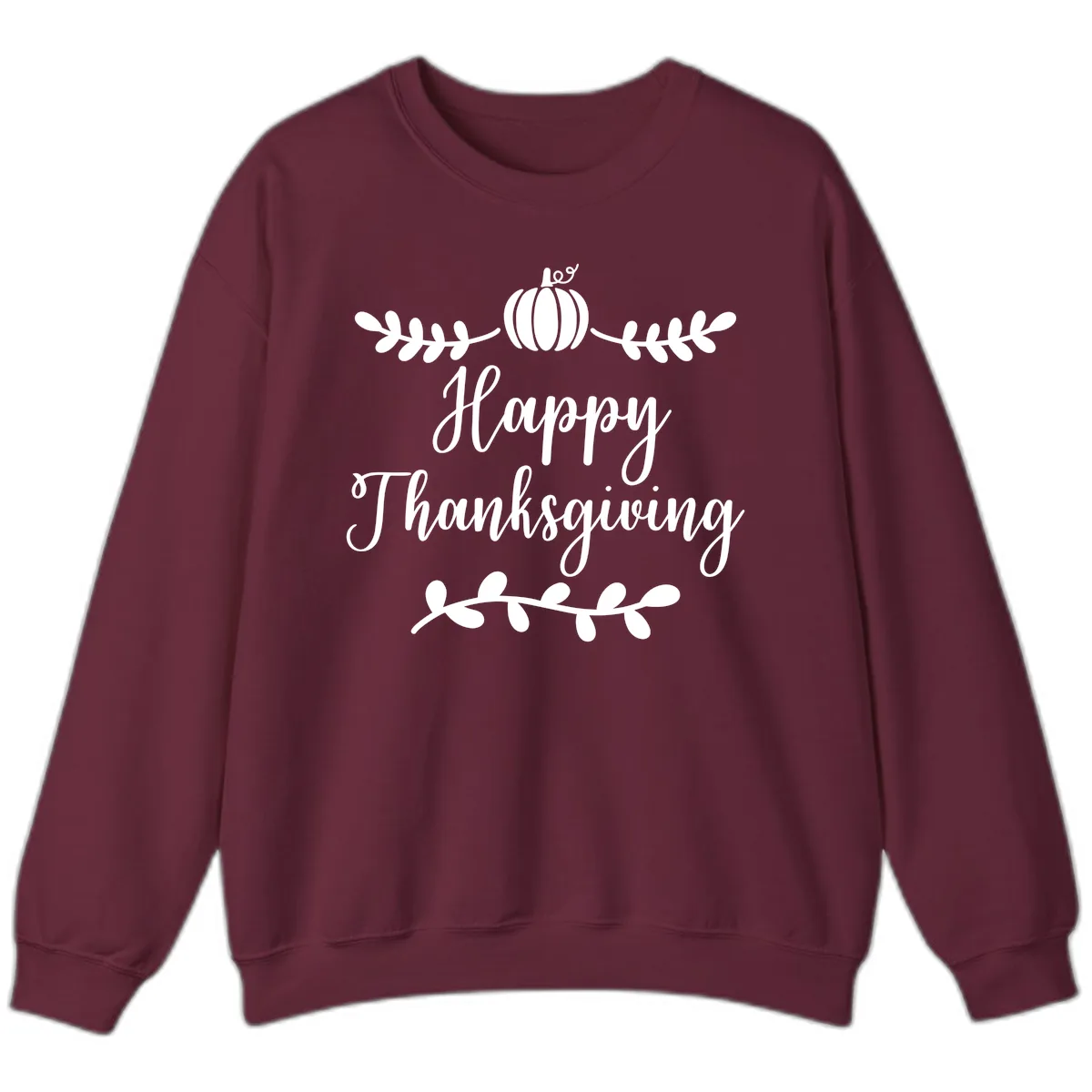 Happy Thanksgiving Script Design Sweatshirt in Maroon