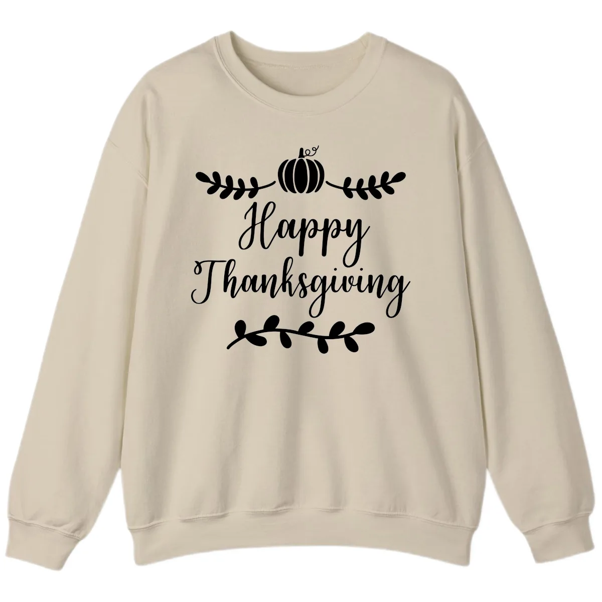 Happy Thanksgiving Script Design Sweatshirt in Sand