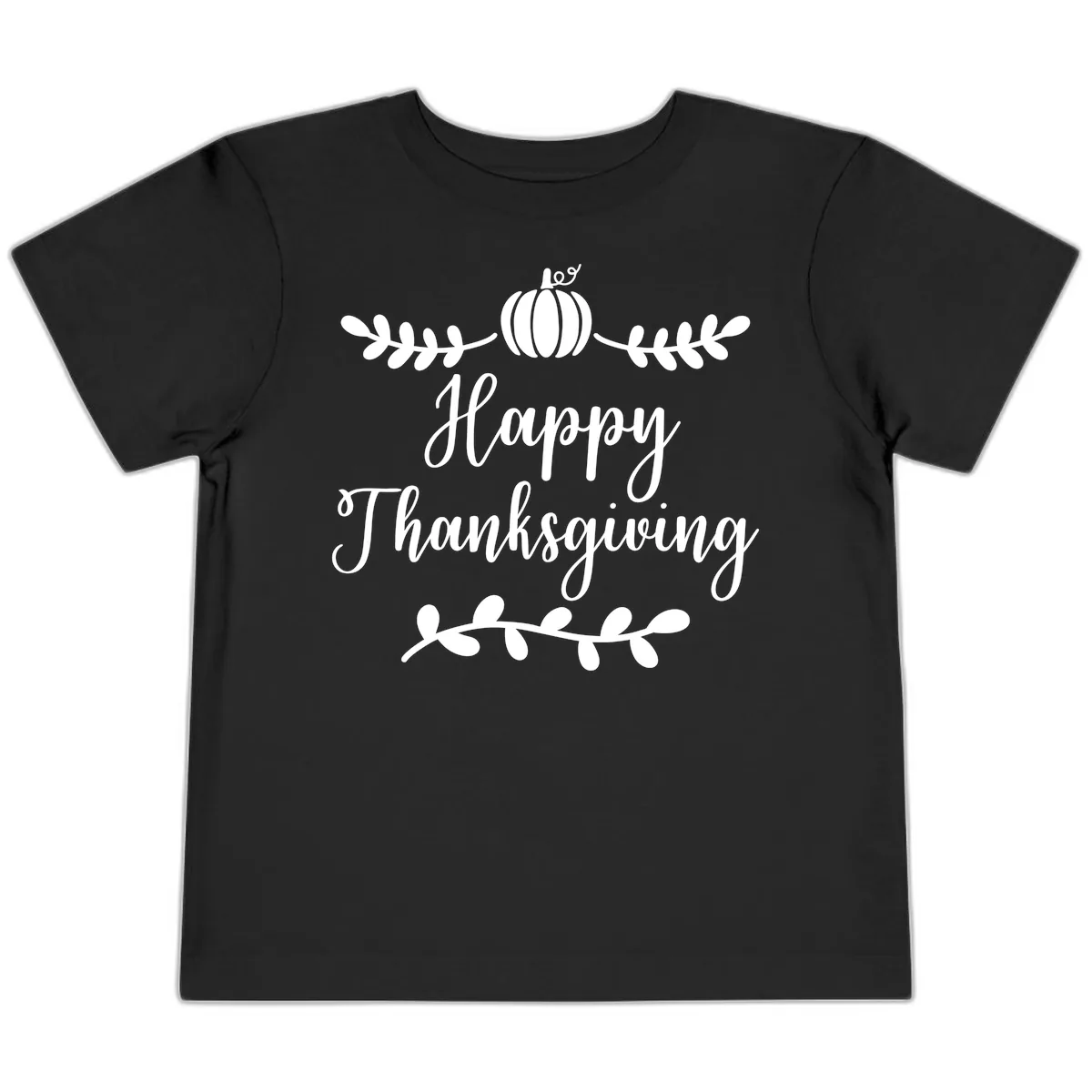 Happy Thanksgiving Script Design Toddler T-Shirt in Black