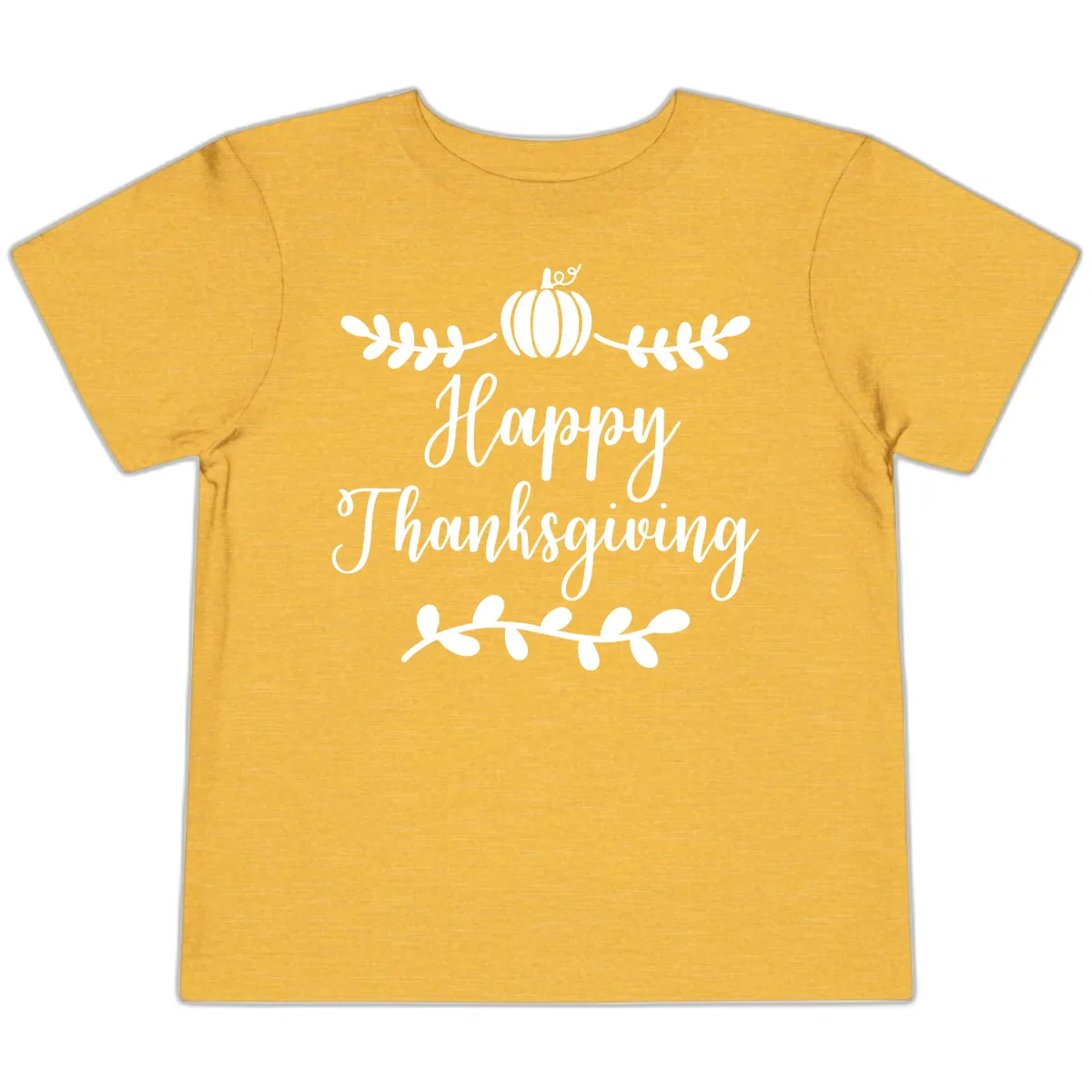 Happy Thanksgiving Script Design Toddler T-Shirt in Heather Yellow Gold