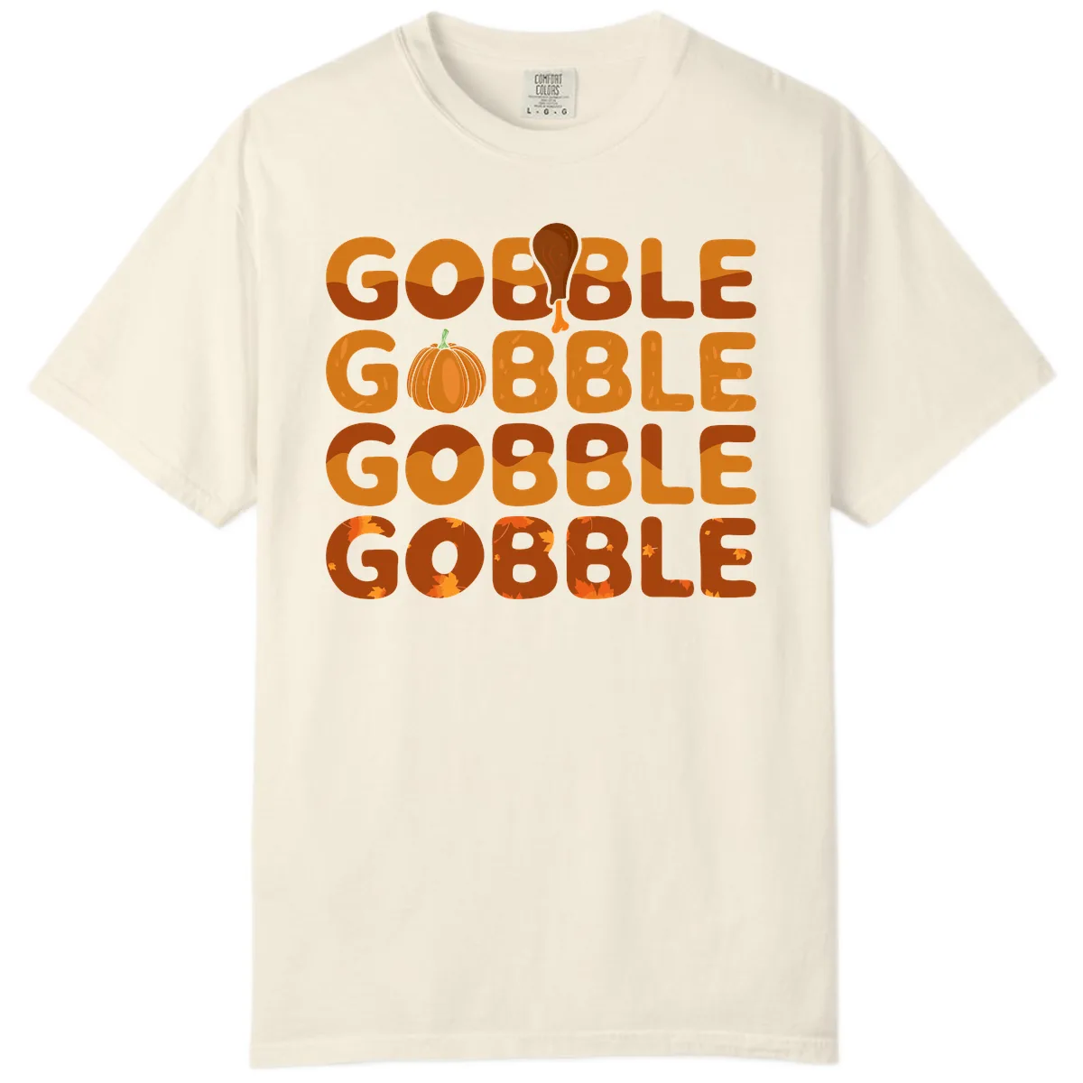 Gobble Gobble Thanksgiving Text Design Comfort Color in Ivory