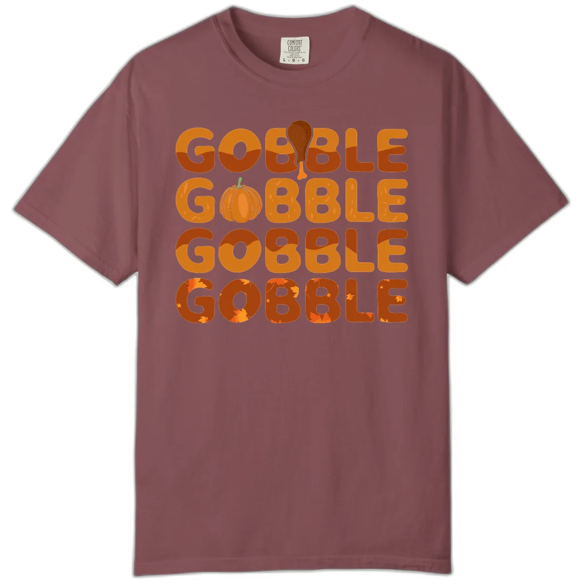 Gobble Gobble Thanksgiving Text Design Comfort Color in Brick