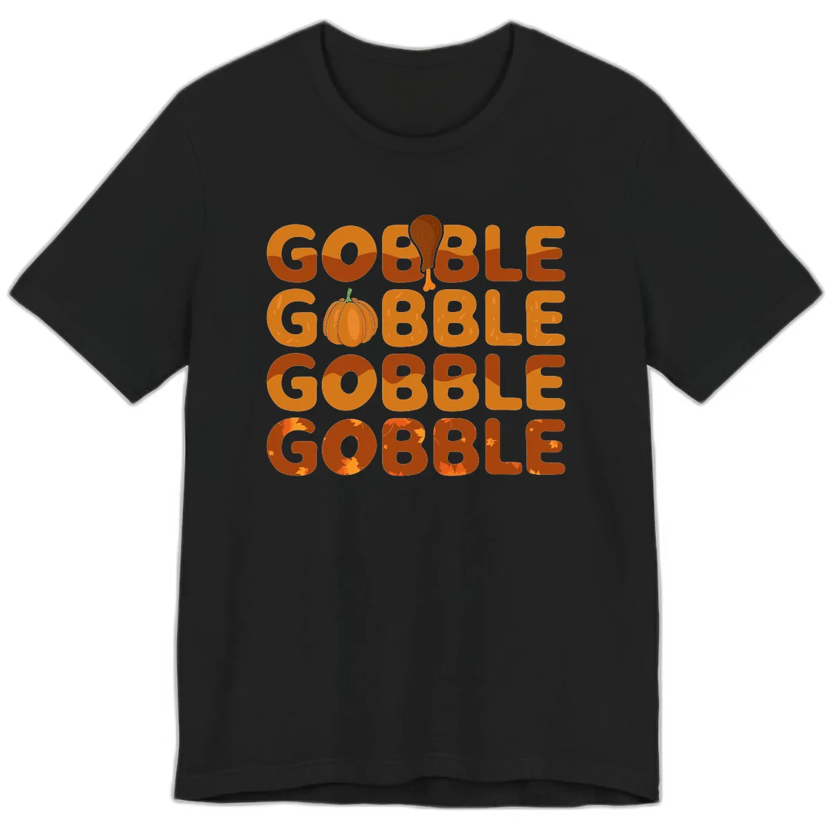 Gobble Gobble Thanksgiving Text Design Premium T-Shirt in Black