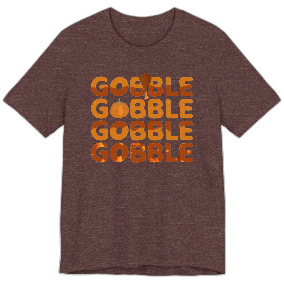 Gobble Gobble Thanksgiving Text Design Premium T-Shirt in Heather Maroon