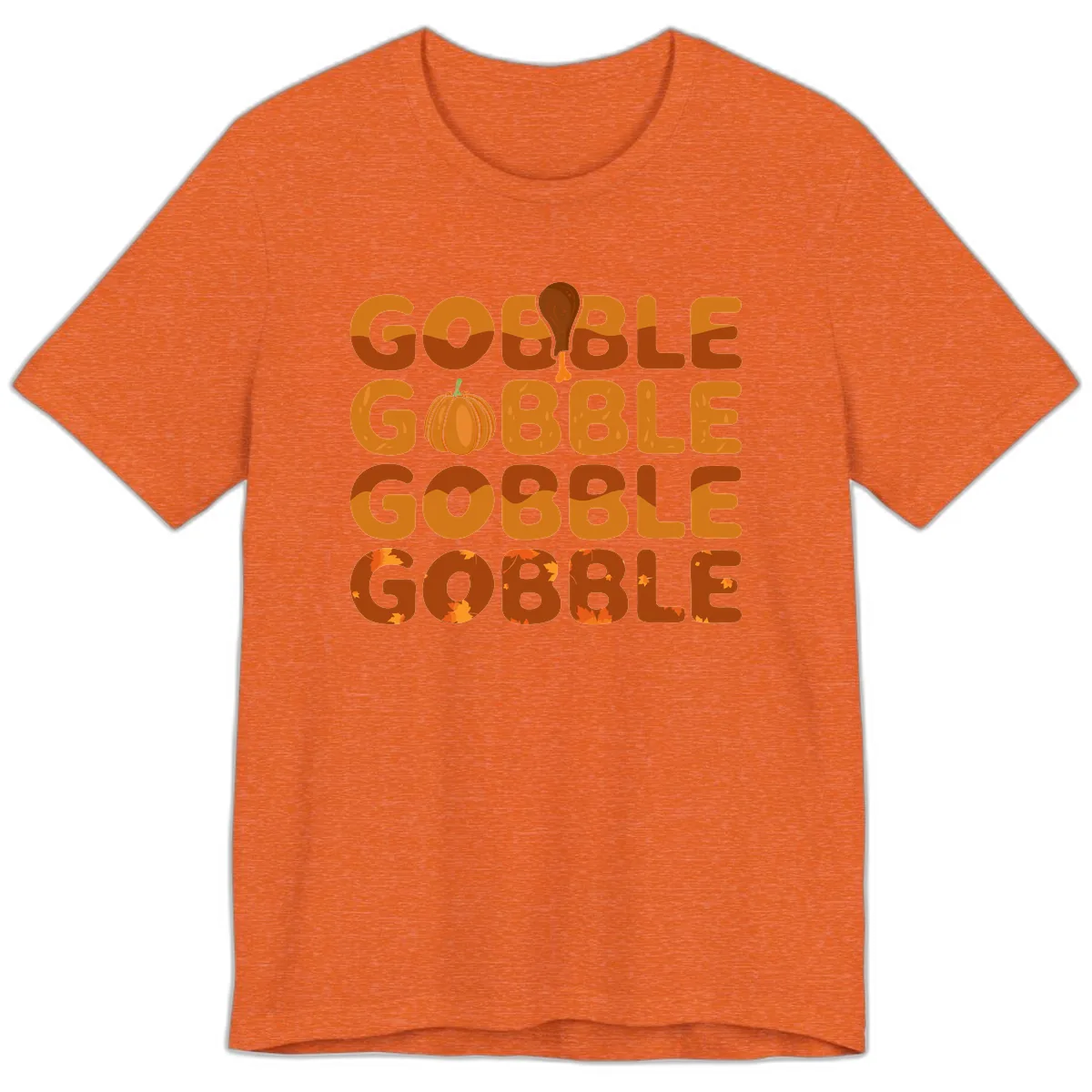 Gobble Gobble Thanksgiving Text Design Premium T-Shirt in Heather Orange