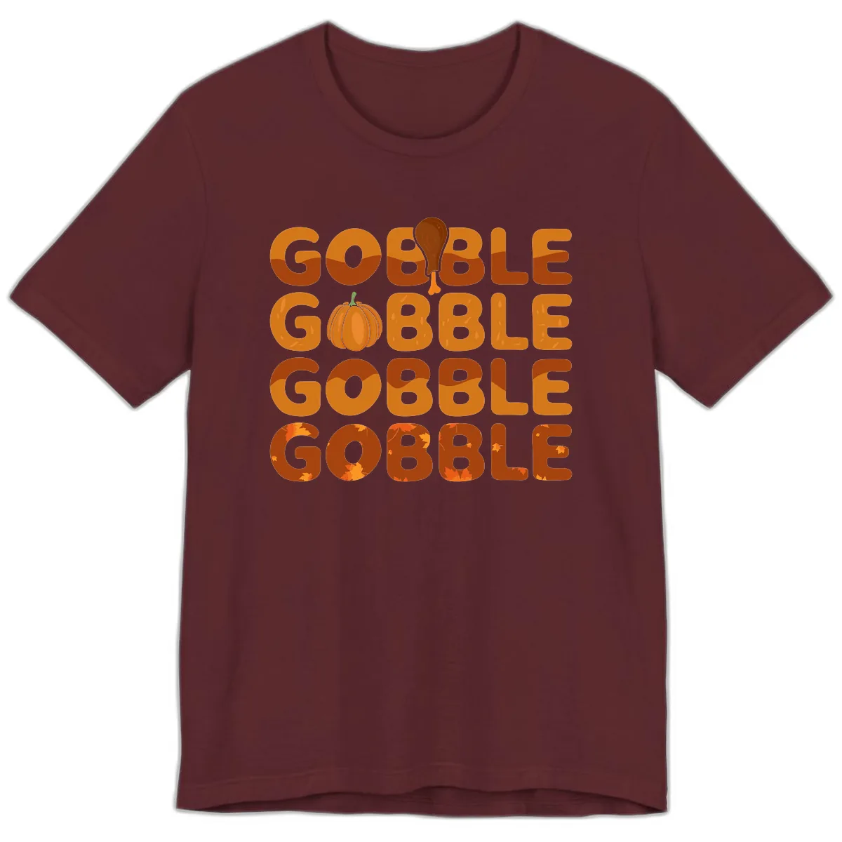 Gobble Gobble Thanksgiving Text Design Premium T-Shirt in Maroon