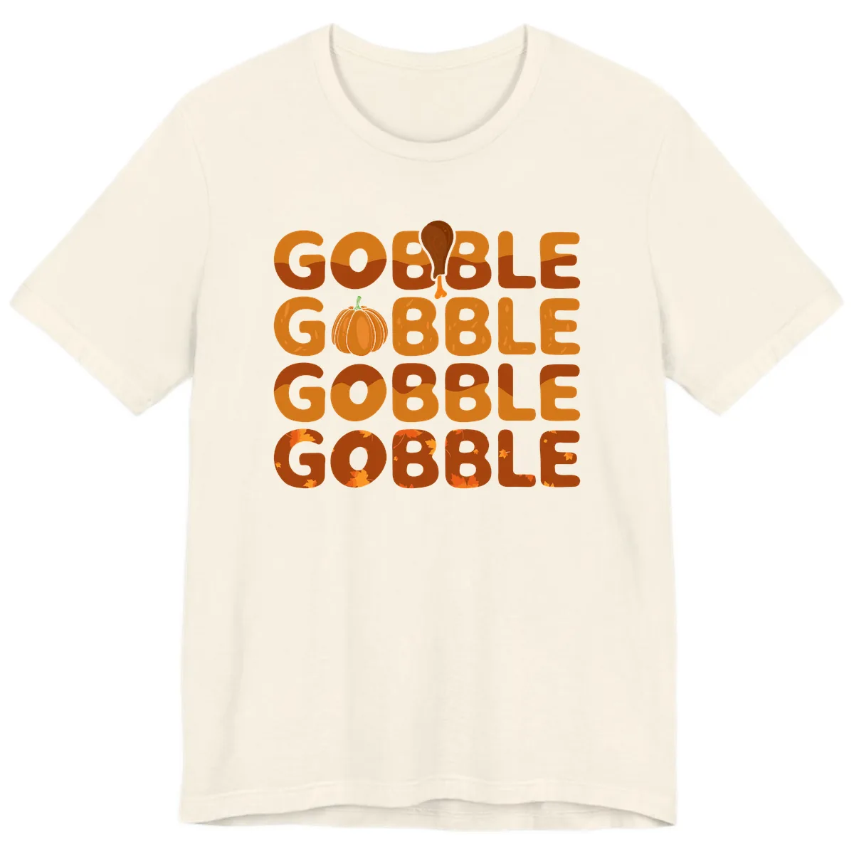 Gobble Gobble Thanksgiving Text Design Premium T-Shirt in Natural
